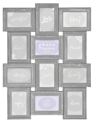 12 Photos Frame Grey Multi Picture Frame Wall Hanging Memory Gallery Decoration • £24.99