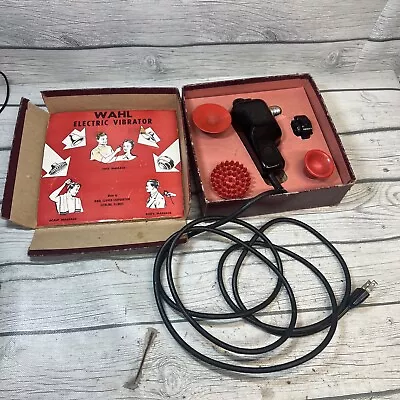 Vintage WAHL Model Hand-E Electric Massage Vibrator Attachments Box • $75