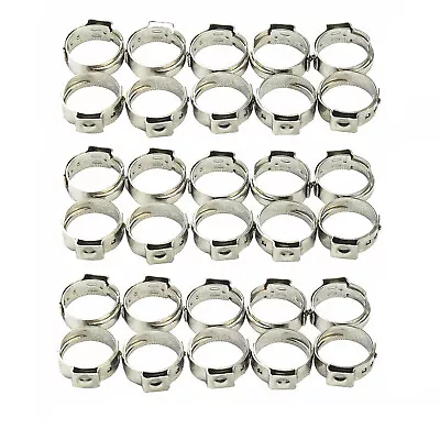 30 Pieces Stainless Steel 1/2  PEX Ear Clamp Cinch Rings Crimp Pinch Fitting • $7.55