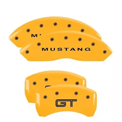 MGP Caliper Covers Set Of 4 Yellow Finish Black Mustang / GT (S197) • $289