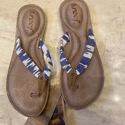 Reef LEATHER Flip Flops Women's Sandals Cushion Leather Size 7 Mystic Seas New • $36