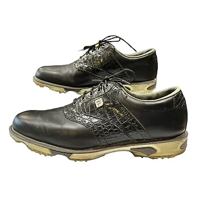 FootJoy Men's DryJoys Tour Spiked Golf Shoes 53678 Size 11 M Black Croc Print • $58.45
