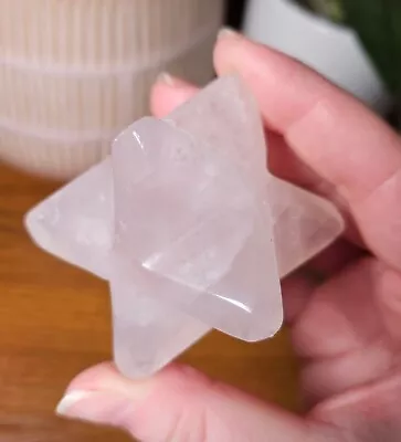 Large Merkaba Star Crystal Rose Quartz Carving From Brazil *BROKEN* • £20