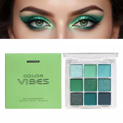 Green Eyeshadow Palette Matte Pearlescent 9 Colors Pigmented Eye Shadow Pallet • £9.11