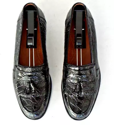 NEW! $1000+ MEZLAN PLATINUM Genuine Crocodile Alligator Loafers Boots Shoes 8 • $399.99