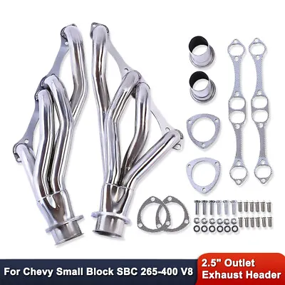 For SBC 265 283 350 400 V8 Polished Stainless Steel Exhaust Manifold Headers • $158.68