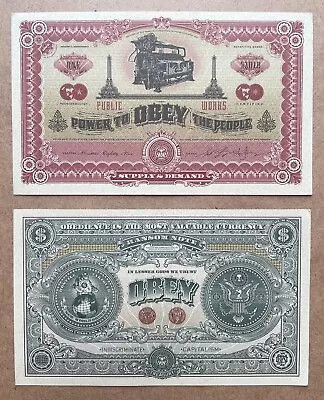 Set Of 2x Shepard Fairey Obey Giant ‘Two Sides Of Capitalism’ Bank Notes (2007) • £94.99