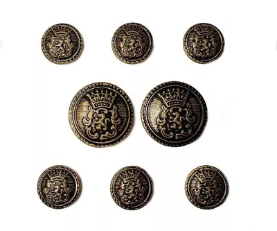 Vintage Andhurst Blazer Buttons Set Antique Gold Brass Crown Lion Shank Men's • $24.99