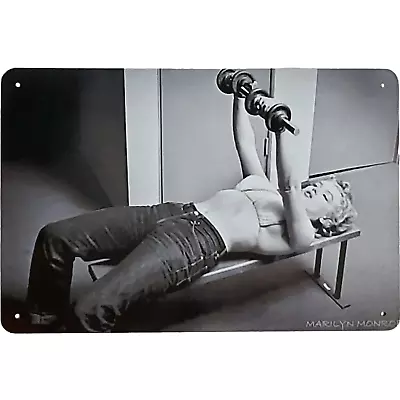 Marilyn Monroe Pinup Metal Sign 12  X 8  Marilyn Pumping Iron Image B&W • $13.50