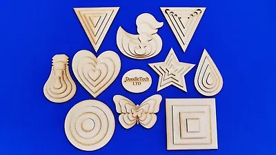 £1.99 • Buy Wooden MDF Assorted Shapes Laser Cut Hearts Stars Triangles Circles Butterflies