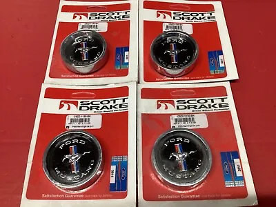 1964-1966 Mustang Chrome With Black Center Styled Steel Wheel Centers Set Of 4 • $120