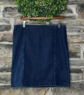 J. Jill Womens Skirt Blue Size 10P Jean Dark Wash Snaps Side Zip  • $13.29