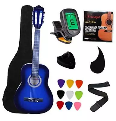 Kids Beginner 31” Classical Acoustic Guitar 1/4 Size Nylon Strings Blue • $68.92