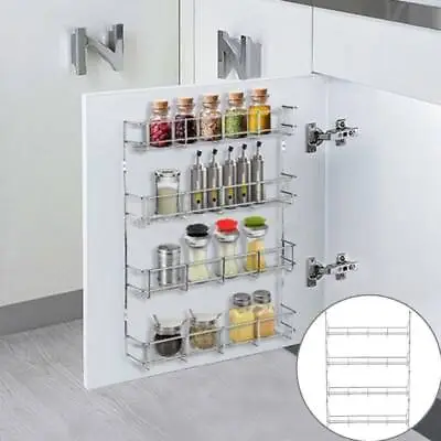 Metal Spice Rack Four Tier Jar Holder Storage Kitchen Display Unit Wall Mounted • £9.99