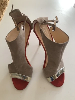 $99.99 • Buy GIUSEPPE ZANOTTI Two-Tone Suede Metallic Leather Catie Sandals Heels Size 40