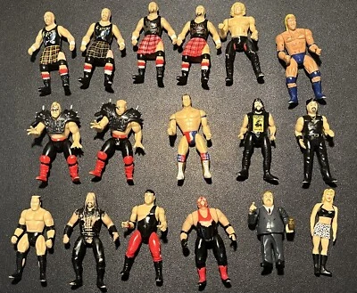 $40 • Buy LOT OF 17 WWE WWF WRESTLING 1990s 3  MINI JAKKS FIGURES! ROCK, LOD, VADER ETC