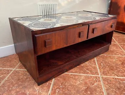 1960s Mid Century  Danish Rosewood & Ceramic Coffee Table / Bedside Table 84cm • £295