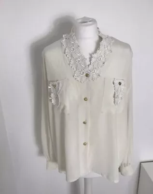 Vintage Lace Cream Blouse Size L • $18.66