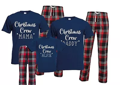 Personalised Family Matching Xmas Pjs Pyjamas Festive Tartan Christmas Crew • $22.18