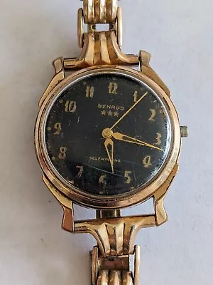 RUNS Vintage Benrus 17 Jewel Gold Plated Wristwatch Self-Winding Model EG-135 • $29.95