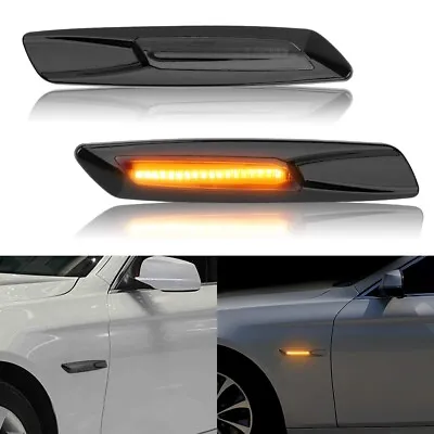 2x LED Smoke Amber Turn Signal Side Marker Light For BMW 1/3/5-Series F10 Style • $17.99