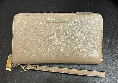 Michael Kors Large Ziparound Multifunction Phone Case Wristlet Wallet Truffle • $64