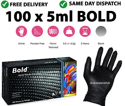 Black Strong Heavy Duty Disposable Black Nitrile Gloves Latex Free Ppe Bold • £8.99