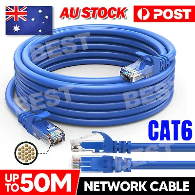 5m 10m 20m 30m 50m Cat6 Network Ethernet Cable Lan Cables 100M/1000Mbps AU • $6.85