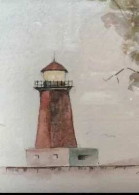 Lighthouse Landscape Watercolor Framed • £19.99