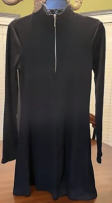 NWT ZARA Black 1/4 Zip Front Dress  Size Large **Versatile Piece Very Nice** • $12