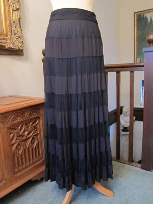 £6 • Buy NOA NOA Black Chiffon & Net A Line Long Ladies Skirt UK Size 10/12 M Lined Boho