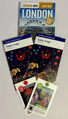London Street Map & Underground Tube Maps + 2 Discount Cards NEW London Map Set • £3.99