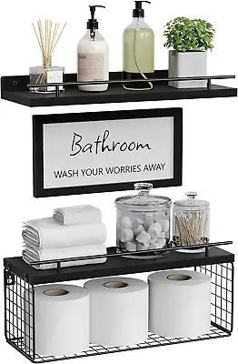 $46.84 • Buy WOPITUES Bathroom Décor Sets, Floating Shelves With 15.7*6*5.5 Inches, Black 