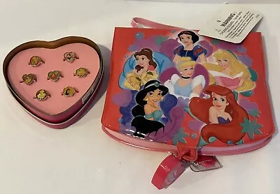 2 Vintage Disney Princess Items Heart Shape Tin W/7 Rings & Diary W/lock & Key • $18.99