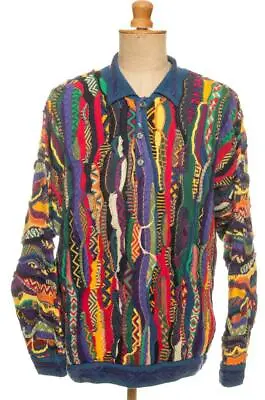 Vtg 90s Coogi Australia Jumper Sweater Retro Textured Big Biggie Smalls Size M • $520.71
