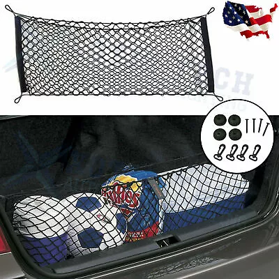 Car Trunk Cargo Net Holder Elastic Mesh Organizer Truck SUV Universal 4 Hook Net • $9.97