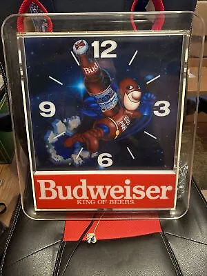 Vintage Budweiser Bud Man Light Up 17” X 19” Beer Sign Clock READ DESCRIPTION!!! • $169.99