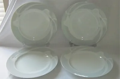 Set Of 4 Mikasa CLASSIC FLAIR GRAY 10-3/4  Dinner Plates Helen Uglow Japan • $47