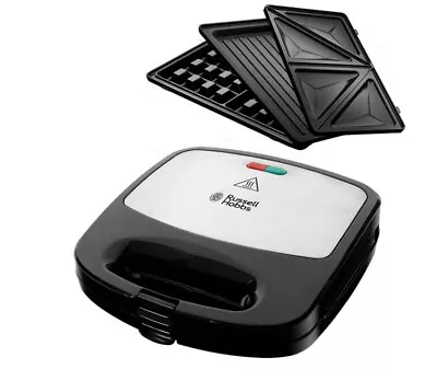 £34.99 • Buy Russell Hobbs 3-in-1 Deep Feel Sandwich Panini And Waffle Maker 760W Black 24540