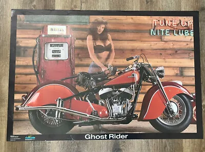 Vintage 1989 Indian Motorcycle Lady Ghost Rider Poster Hot NOS • $17.50