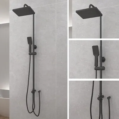 Bathroom Shower Mixer Set 10  Overhead Exposed Valve Square Matte Black • £44.50