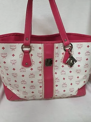 AUTHENTIC MCM White Visetos  Shoulder Large  Bag Big Bag • $120