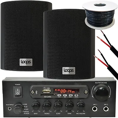 £144.99 • Buy Outdoor Bluetooth Speaker Kit 2x Black Karaoke Stereo Amp Garden BBQ Parties