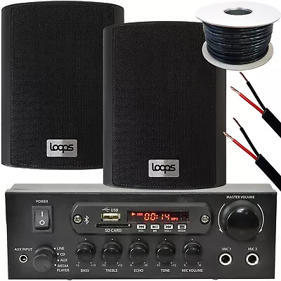 Outdoor Bluetooth Speaker Kit 2x Black Karaoke Stereo Amp Garden BBQ Parties • £147.49