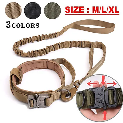 Tactical K9 Dog Training Collar+Dog Leash With Metal Buckle For L Dog Heavy Duty • £10.95