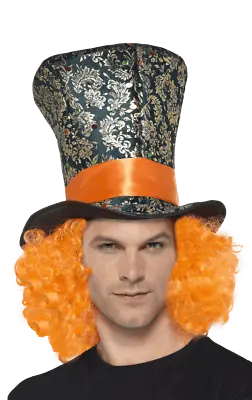 Mad Hatter Top Hat With Hair Alice In Wonderland Fancy Dress Costume Accessory • £16.49
