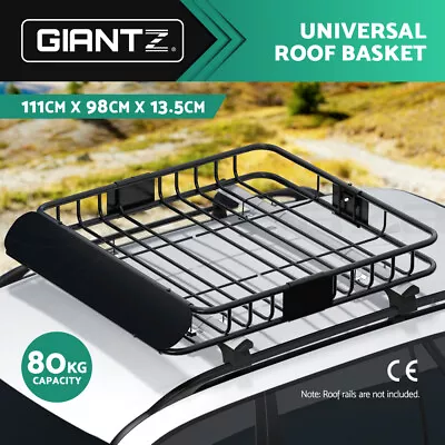Giantz Universal Roof Rack Basket Car Luggage Carrier Steel Vehicle Cargo 111cm • $119.95