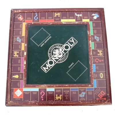 VINTAGE WOODEN MONOPOLY GAME BOARD W/BANK DRAWER MONEY CARDS & PLAY PIECES • $125