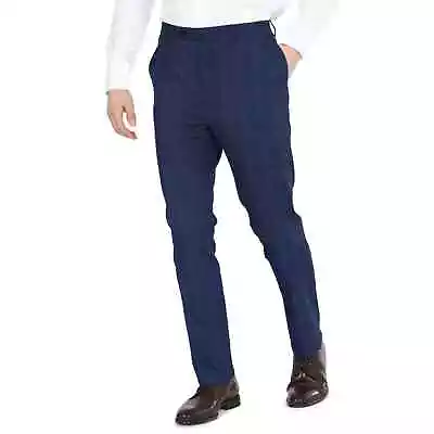 DKNY Pants Mens Size 36W X 30L Blue Plaid Dress Suit Slacks • $24.99