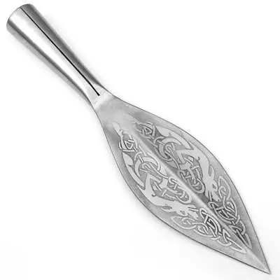 Norse Viking Leaf Long Spear Head High Carbon Steel Laser Etched + Free Sheath • $41.99